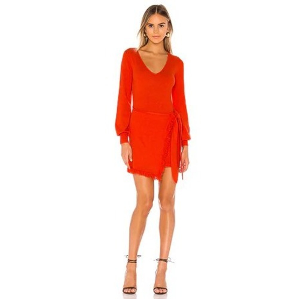 House of Harlow 1960 x REVOLVE Petra Sweater Dress Wrap‎ Fringe Retail $178